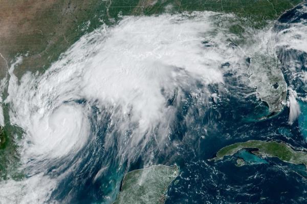 A composite satellite image shows Tropical Storm Francine intensifying and on track to become a hurricane before its expected landfall on the U.S. Gulf Coast, in the Gulf of Mexico September 10, 2024.